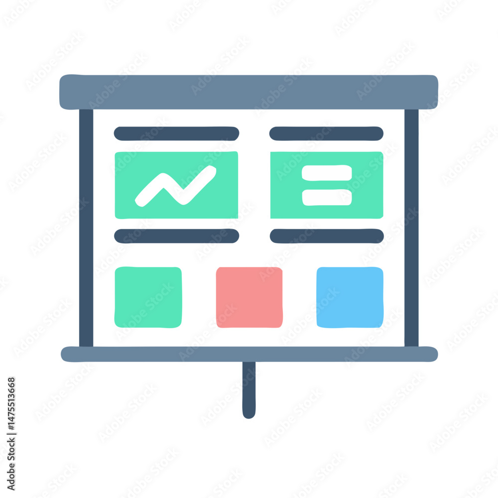 Poster presentation board with charts, analytics, and data visualizations