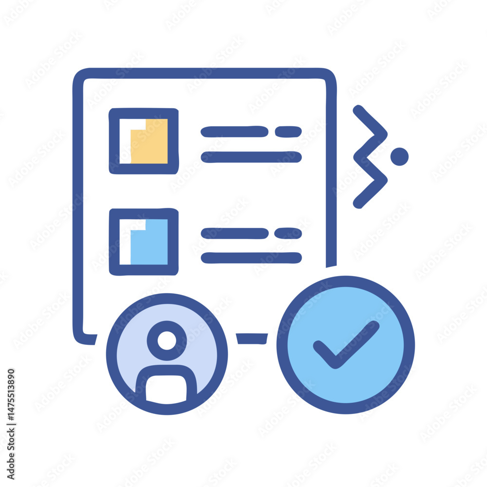 Poster candidate selection icon with document and checkmark symbols