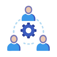 Teamwork, collaboration, and automation concept. Vector illustration on black