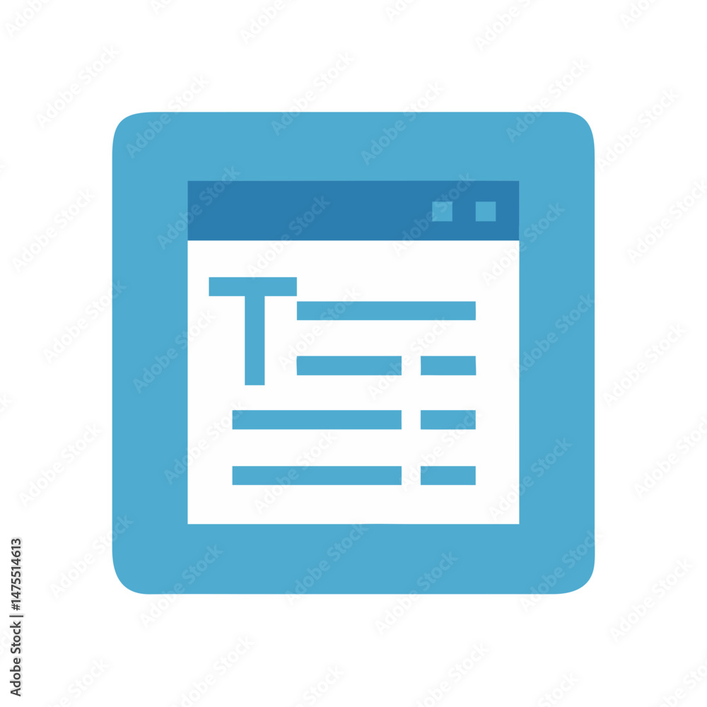 Poster simple blue webpage icon with text and lines