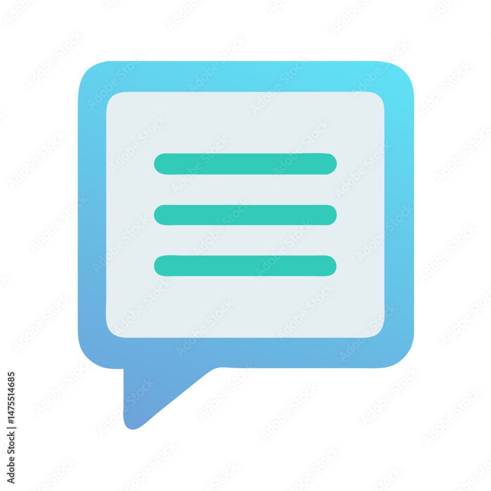 Poster light blue message bubble icon with text lines