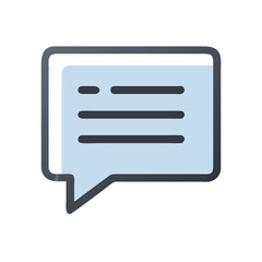 Light blue speech bubble with text icon concept
