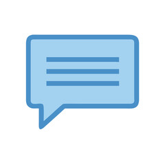 Light blue speech bubble with lines on black background