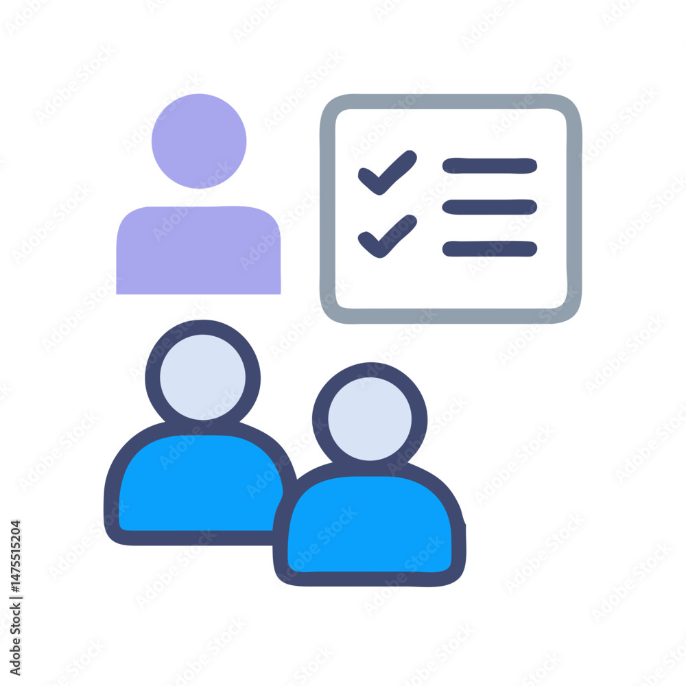 Poster team meeting with supervisor and task completion checklist