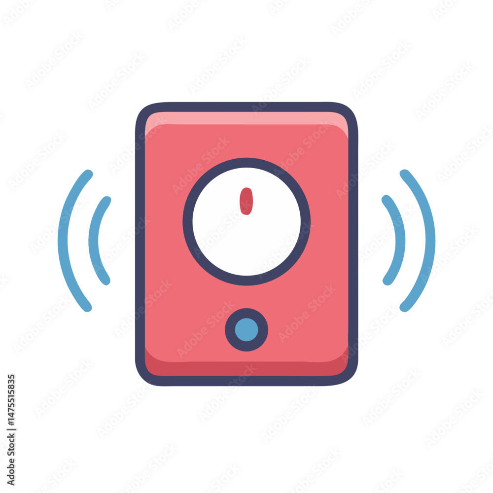 Poster vibrating smart device with notification on black background