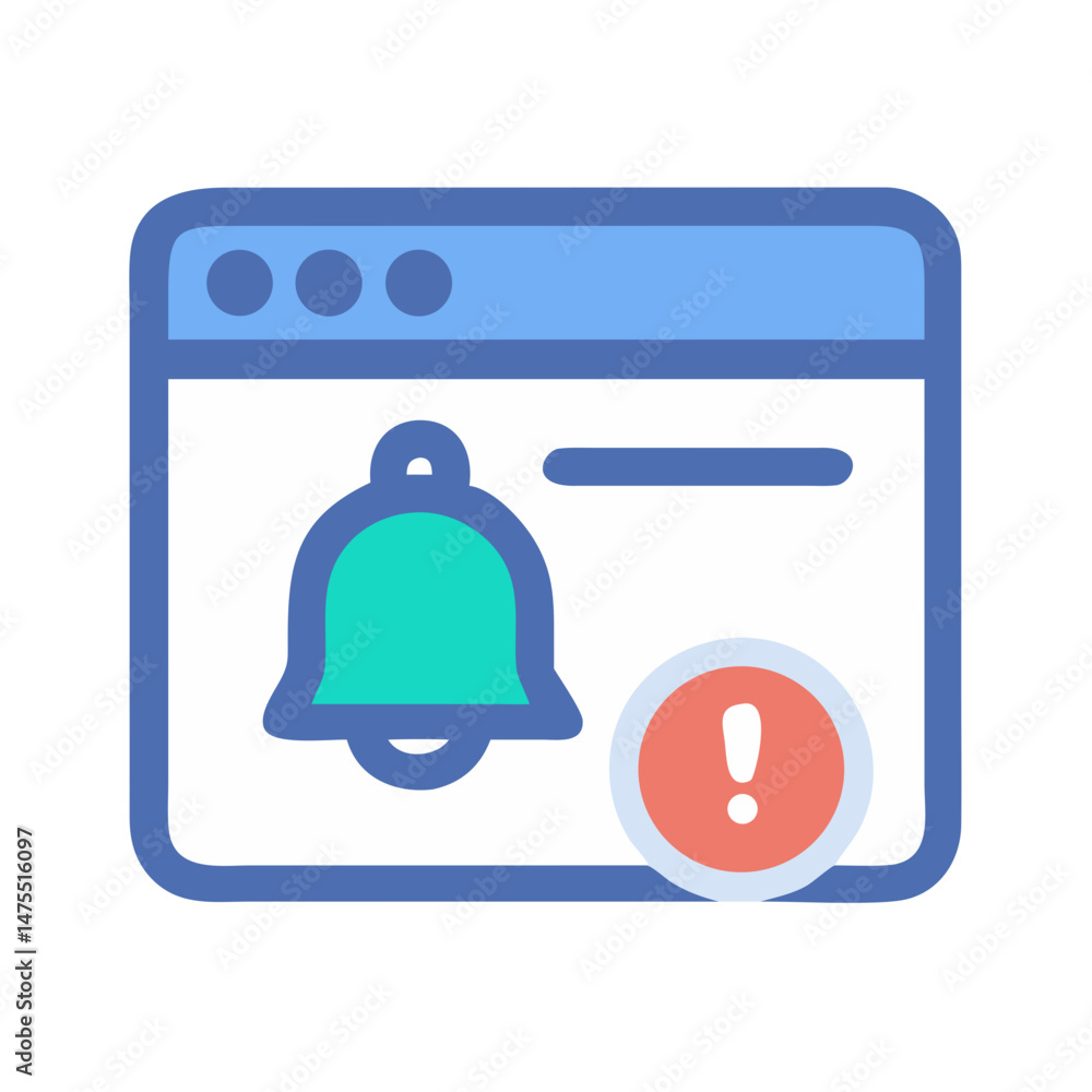 Poster browser notification alert with exclamation mark and bell