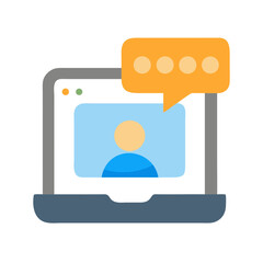 Online video call, meeting on laptop computer icon