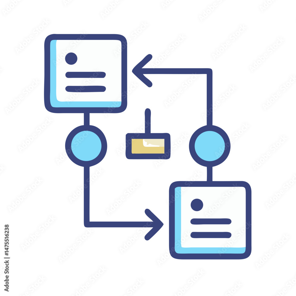 Poster workflow diagram illustration with cycle process on black background