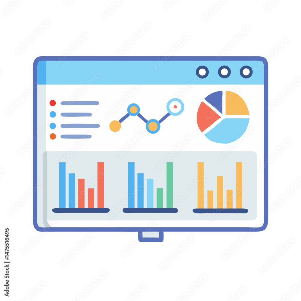 Poster data analytics dashboard with graphs and charts illustration