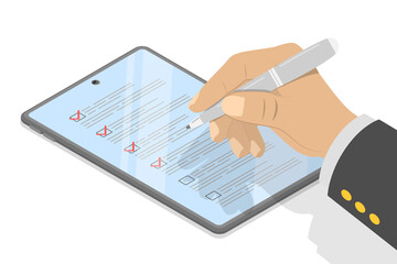 Naklejka na ściany i meble 3D Isometric Flat Illustration of Application Form, Questionary or Customer Survey