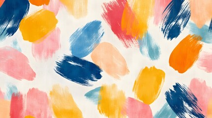 Abstract painting of colorful brushstrokes on a white background.