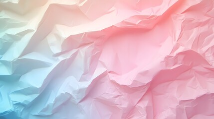 Fototapeta premium Photograph of paper texture, gradient of pink, blue, and white, digitally rendered with intricate folds and creases.