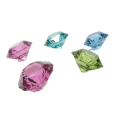 Fototapeta premium Scattered colorful crystal gems, perfect for jewelry design backgrounds