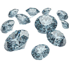 Collection of Sparkling Jewels on White, Elegant Diamond Design Elements