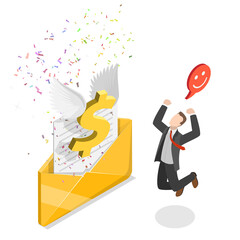 Obraz premium 3D Isometric Flat Illustration of Salary Raise, Unexpected Financial Gains