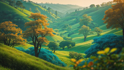 Utopian beautiful green valley