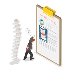 3D Isometric Flat  Illustration of Lower Back Pain, Orthopedic Examination