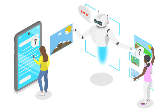 3D Isometric Flat  Illustration of AI Prompt Engineer, Artificial Intelligence