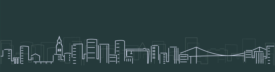 Gothenburg Simple Lines Skyline on Dark Background