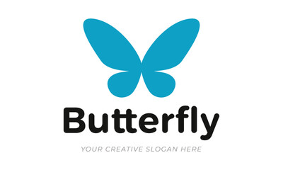 simple minimalist blue butterfly