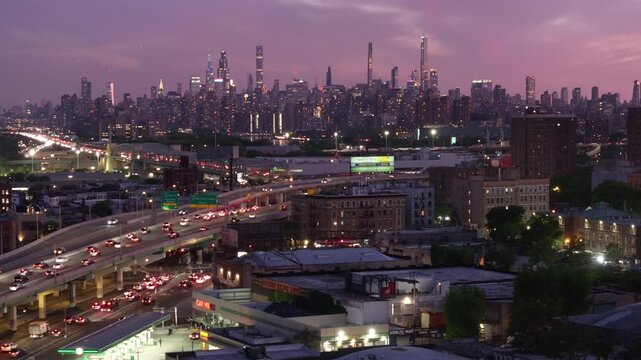 Aerial view of The Bronx at night