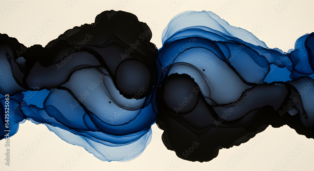 Aufkleber intertwined navy blobs: an abstract display of fluid dynamics in motion