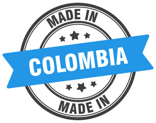 Made in Colombia round sign. Made in Colombia stamp.