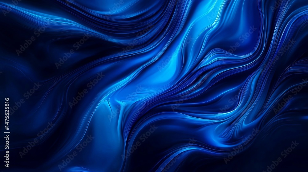 Poster abstract blue swirling liquid dynamic background design image art ink flow dark waves curve vivid