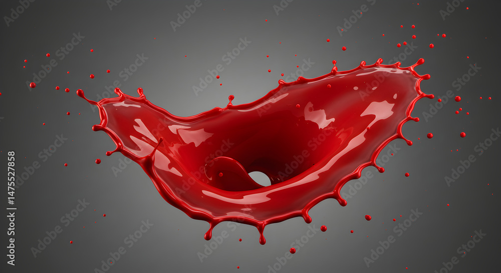 Poster dynamic crimson fluid collision against muted backdrop for creative projects