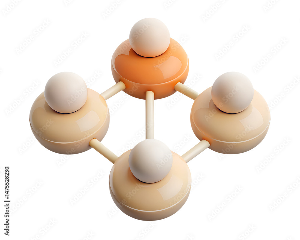Aufkleber a modern 3d rendering icon depicting a network of spheres, perfect for representing connections, tea