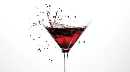 Red cocktail splash in glass