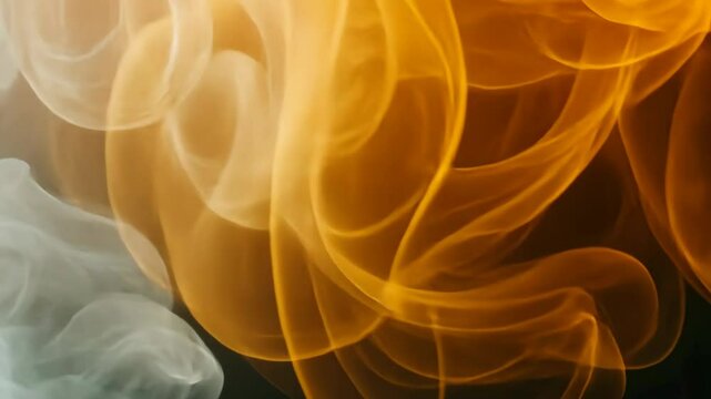 A large cloud of smoke with a yellowish tint. The smoke is billowing and swirling, creating a sense of movement and chaos. Scene is one of confusion and disarray