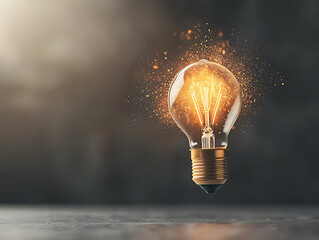 Glowing Idea Bulb Spark Burst.