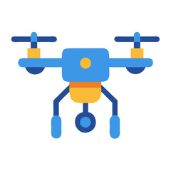 Simple blue and yellow drone illustration on black