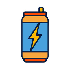 Colorful energy drink can with lightning bolt icon