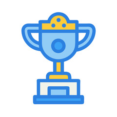Obraz premium Blue and gold trophy icon vector illustration design