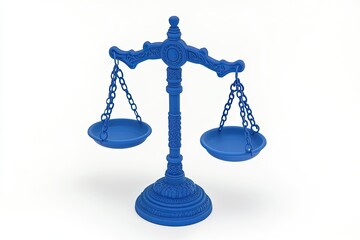 A blue scale of justice, balanced and stable