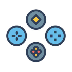 Four stylized game controller D-pads, gaming vector icon