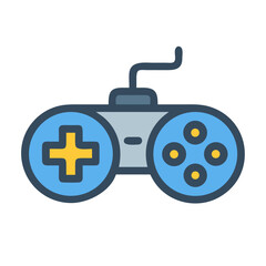 Cartoon Game Controller with Buttons on a Black Background