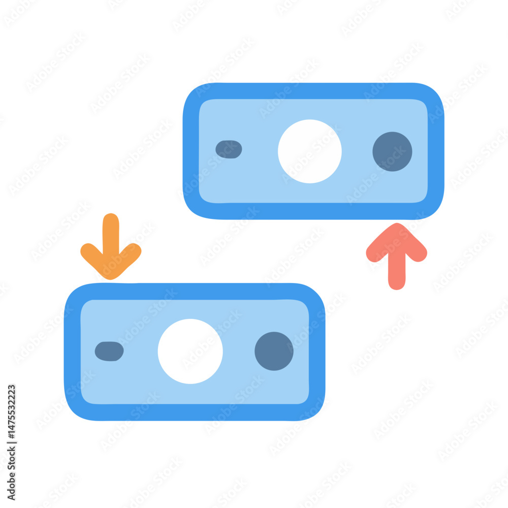 Poster data exchange icon showing upload and download process