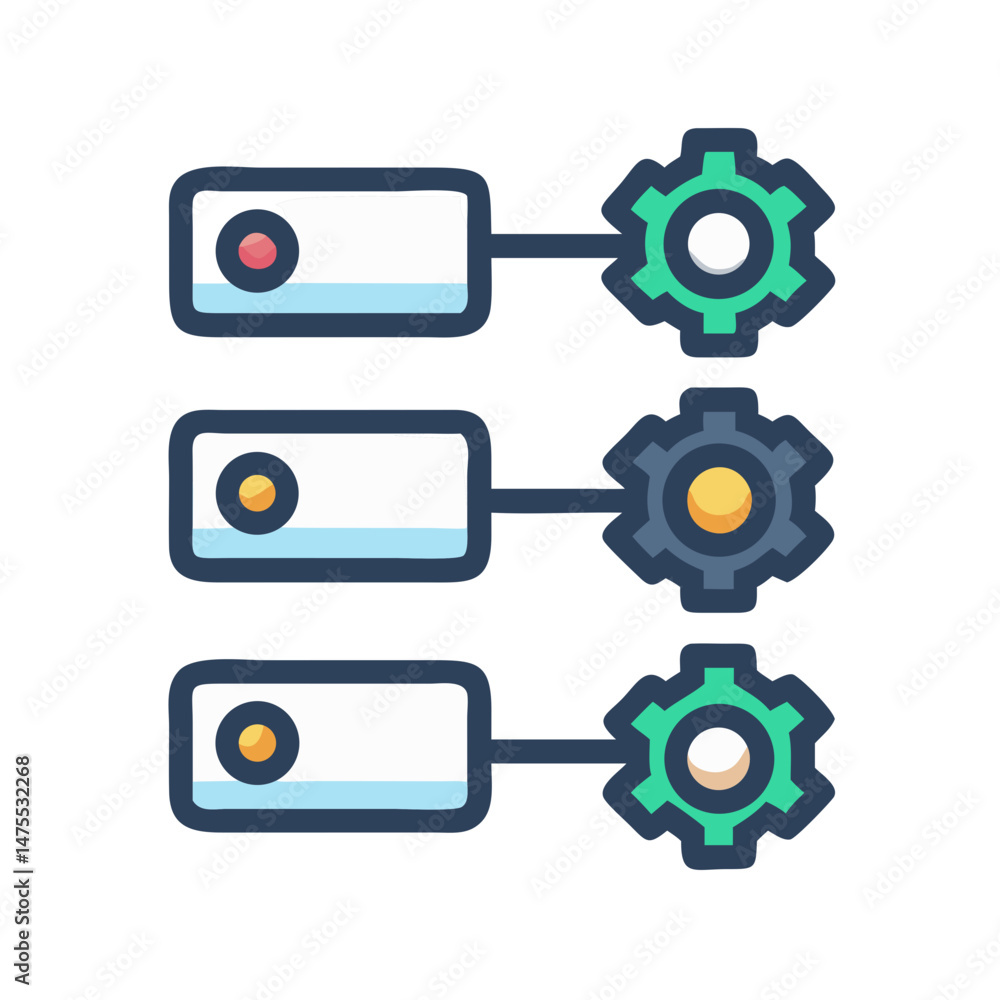Poster process configuration graphic, automation and workflow concept illustration