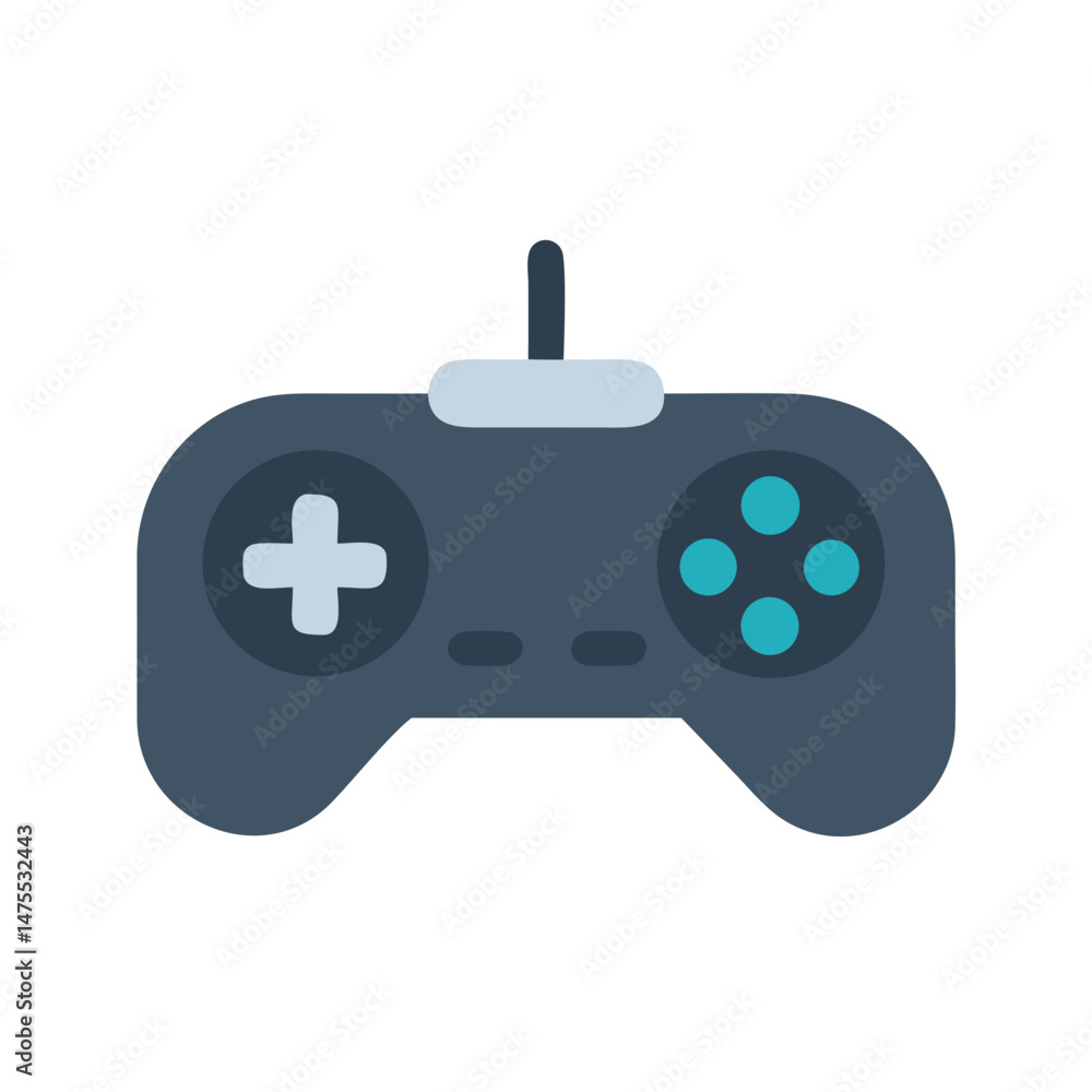 Poster blue game controller on black background vector icon