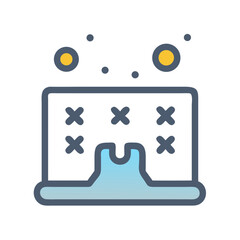 Digital Screen with Symbols, Particles, and Flowing Liquid