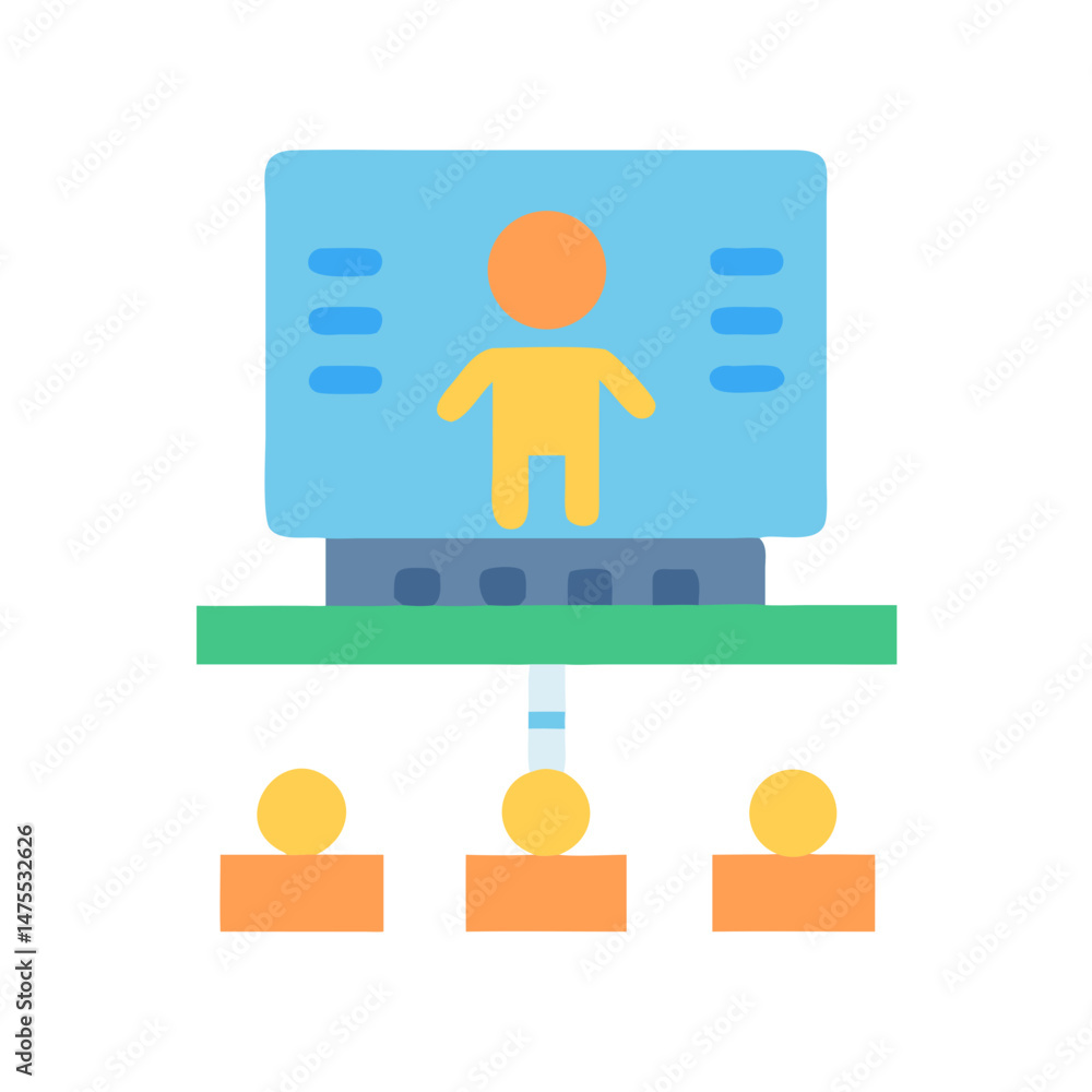 Poster organizational structure icon depicting hierarchy with employee representation