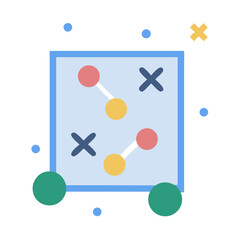Colorful Business Strategy Board with Circles and Xs Icon