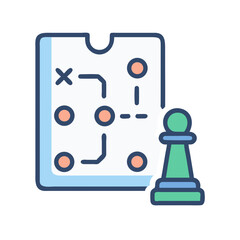 Chess Strategy Icon: Game Plan, Tactical Approach Illustration