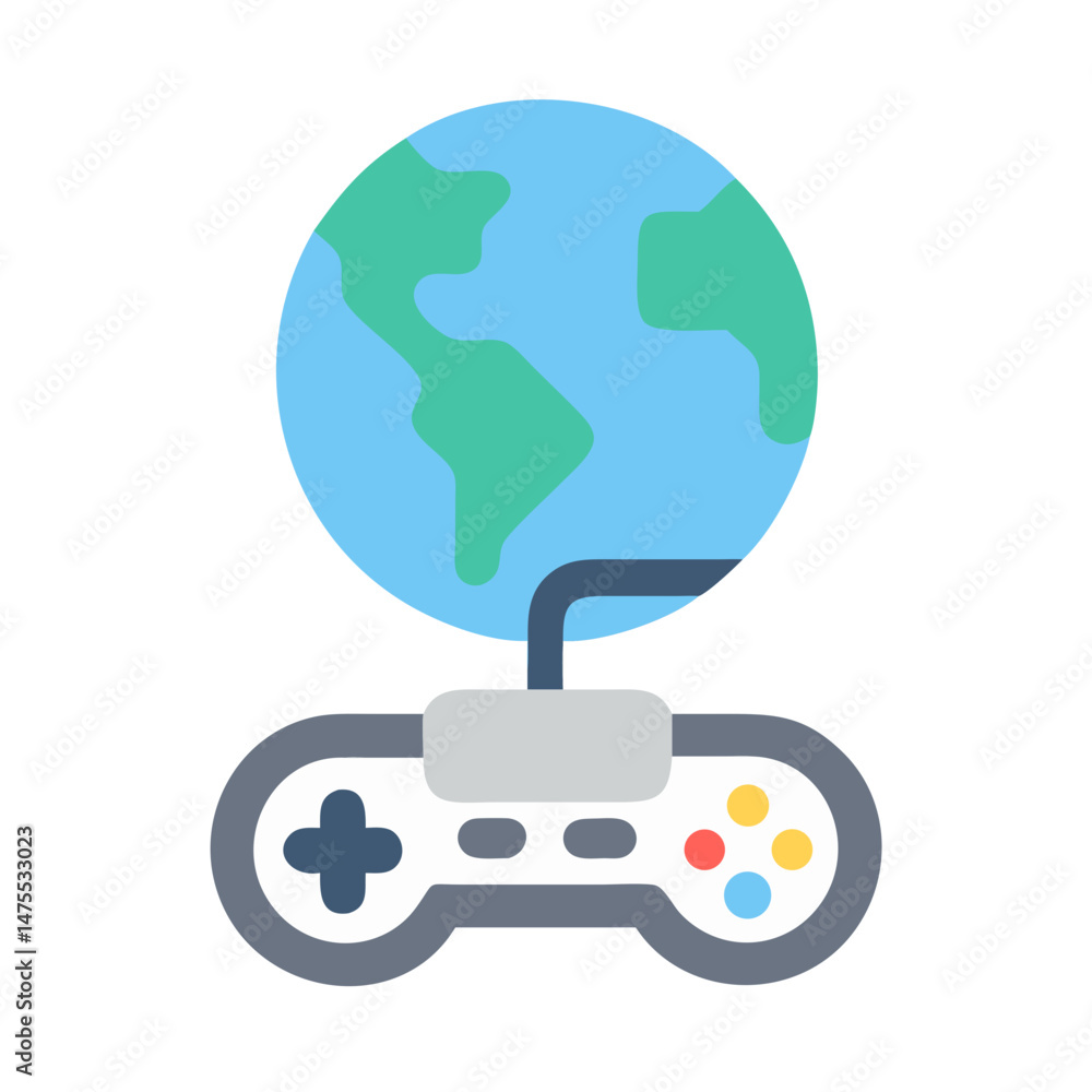 Poster global gaming connection: world controlled by a gamepad