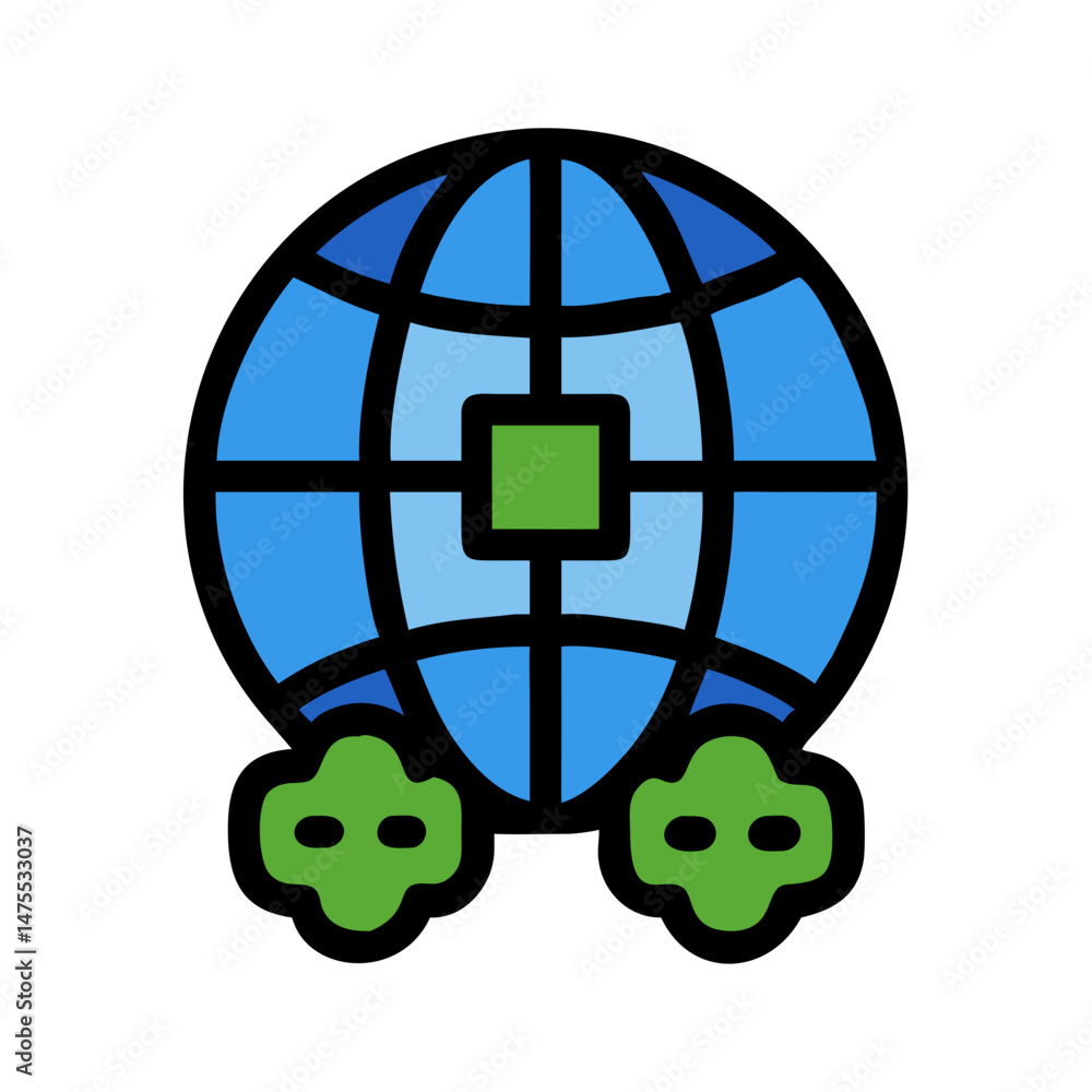 Poster global networking concept, world connectivity and global server icon