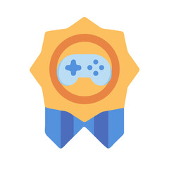 Game award icon with gamepad controller and ribbon