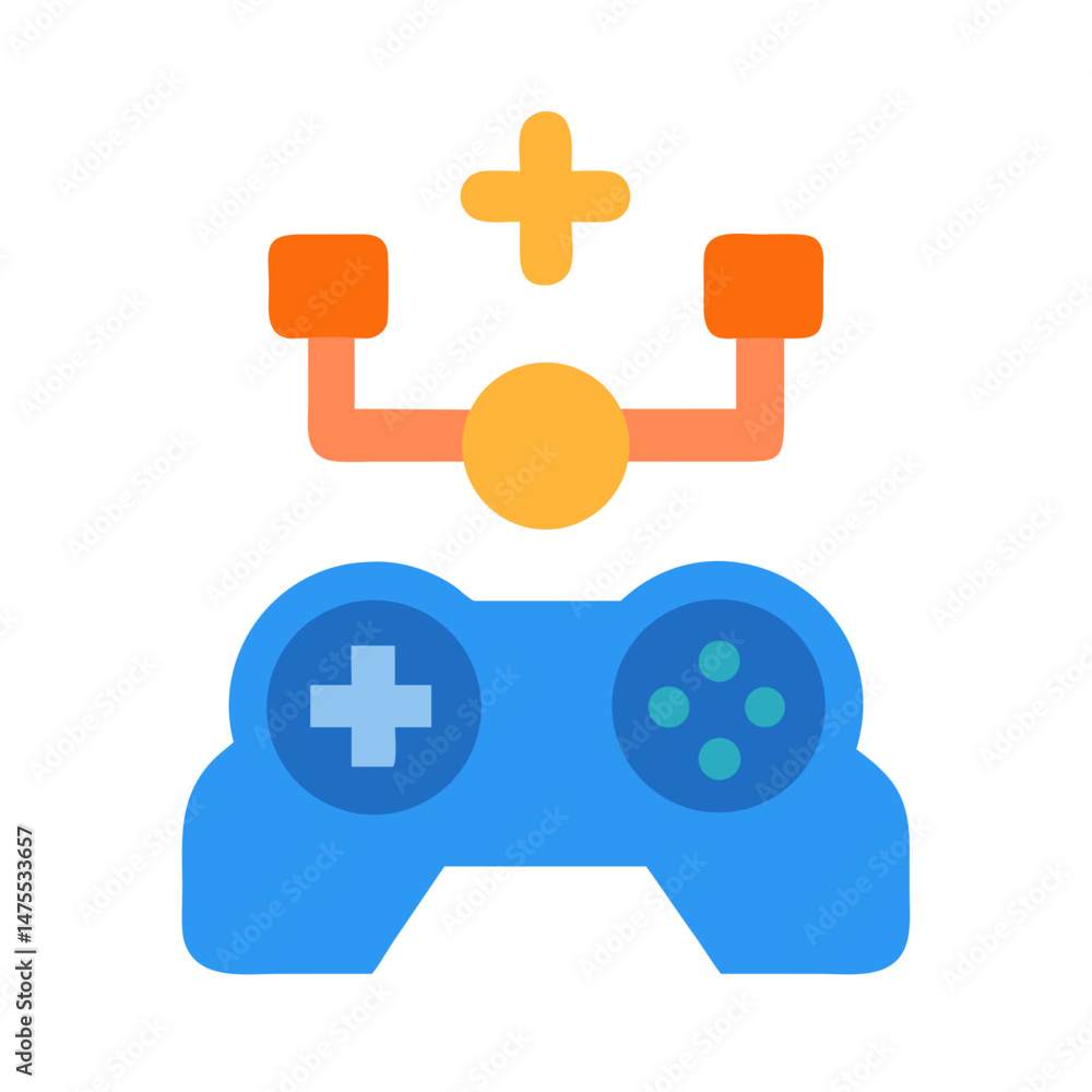 Poster game controller with connection symbol on black background